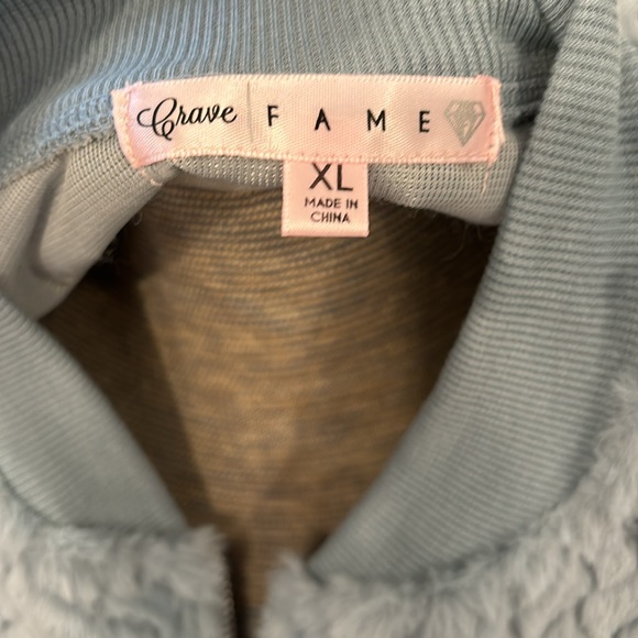 Crave Fame light blue soft fleece 2 piece jogger pants and crop jacket set - Picture 15 of 15